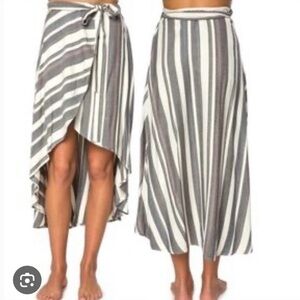 NEW! O’Neill x Natalie Off Duty Wrap Skirt Cover-Up S Multicolor Striped Beach